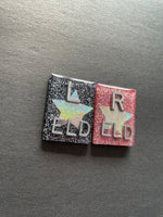 Holographic Star Xray Markers, Rectangle, With 2 or 3 Initials, Glitter