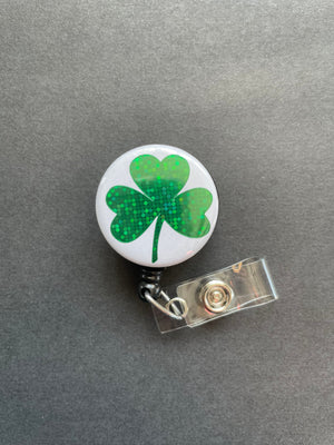 St Patty's Day Retractable ID Badge Holder, Shamrock, Clover, St Patrick's Day