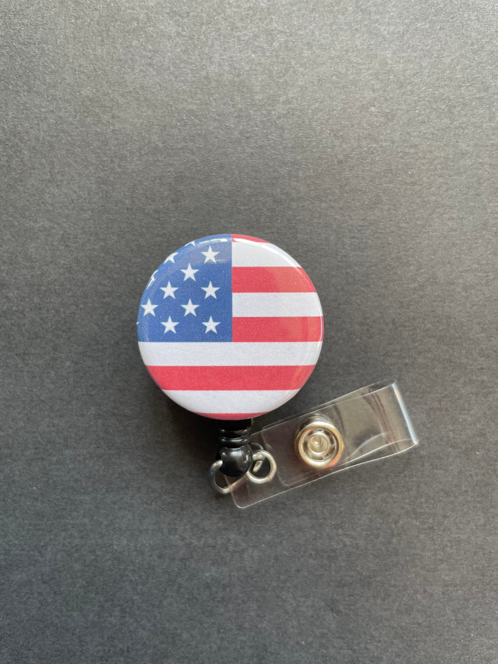 American Flag Retractable Badge Holder, Red White and Blue, Patriotic, Fourth of July, Stars and Stripes