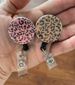 Animal Print Retractable ID Badge Holder, Leopard, Cheetah Print