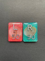 Seashell Xray Markers, With 2 or 3 Initials, Rectangle, Glitter, Sea Shell