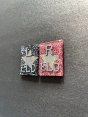 Holographic Star Xray Markers, Rectangle, With 2 or 3 Initials, Glitter