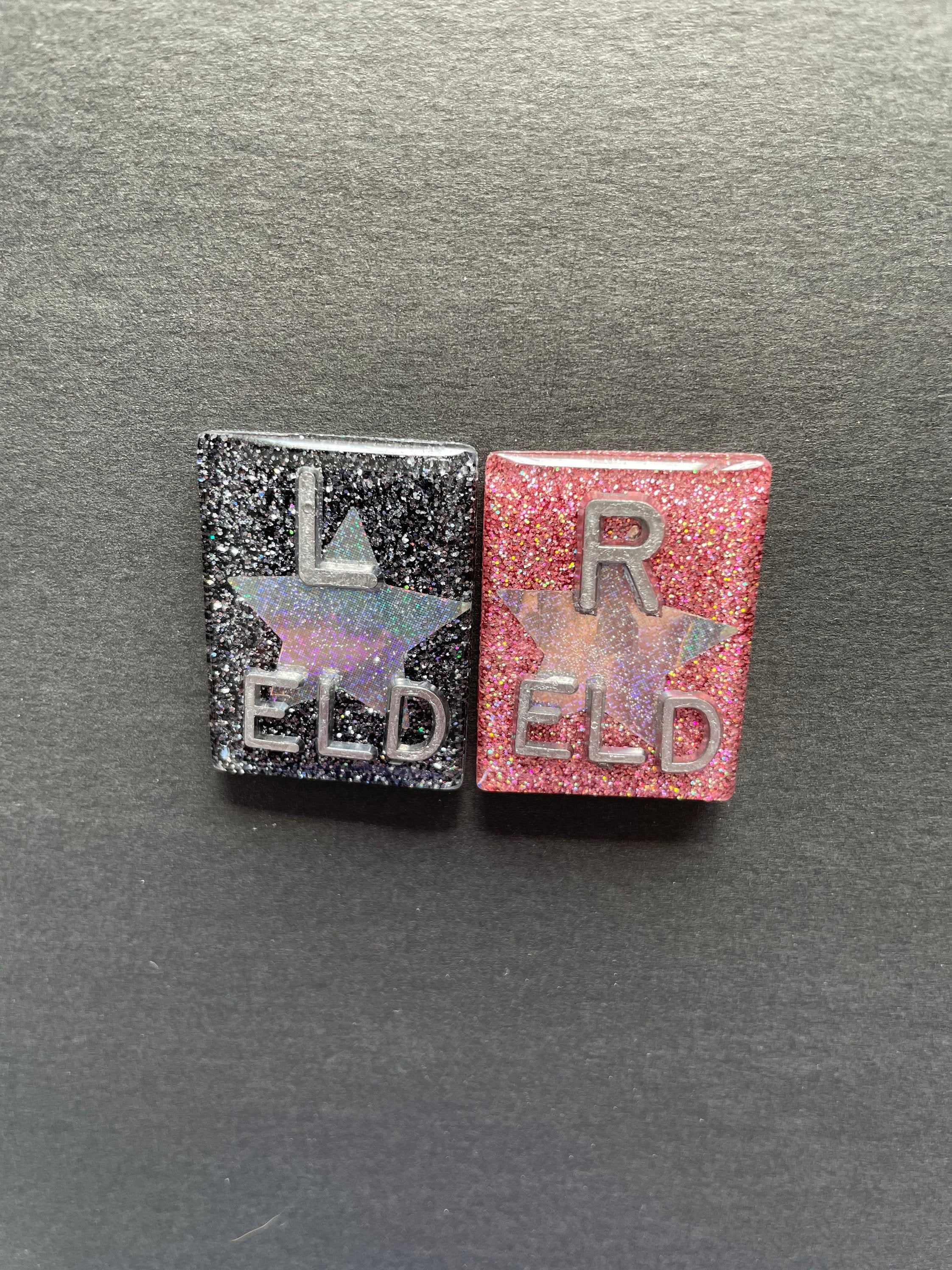 Holographic Star Xray Markers, Rectangle, With 2 or 3 Initials, Glitter