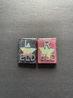 Holographic Star Xray Markers, Rectangle, With 2 or 3 Initials, Glitter