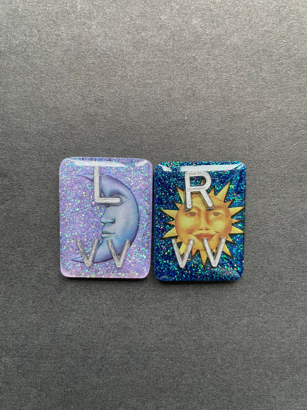 Moon & Sun Xray Markers, Large Rectangle, With Initials, Glitter