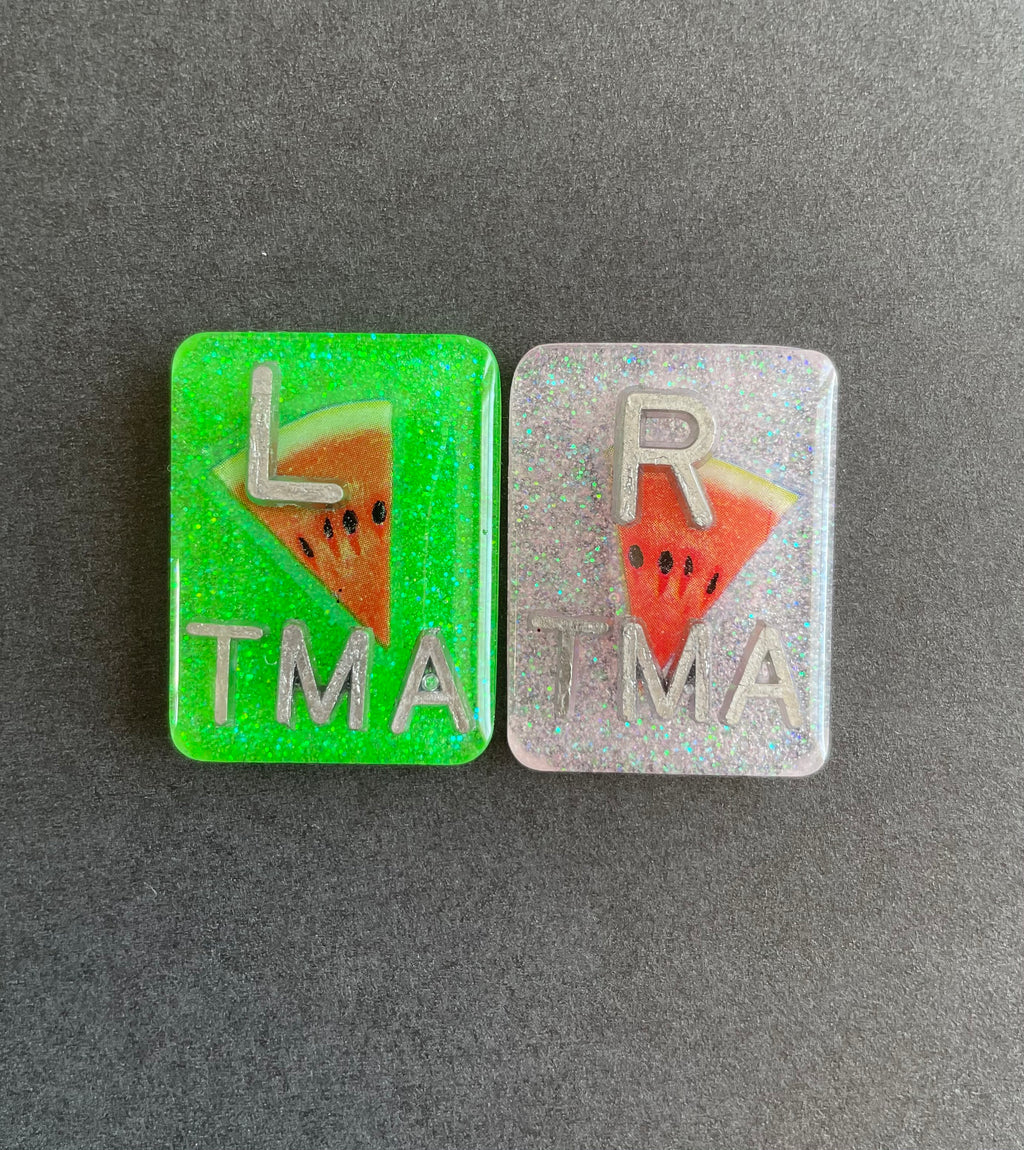 Watermelon Xray Markers, With 2 or 3 Initials, Rectangle, Glitter
