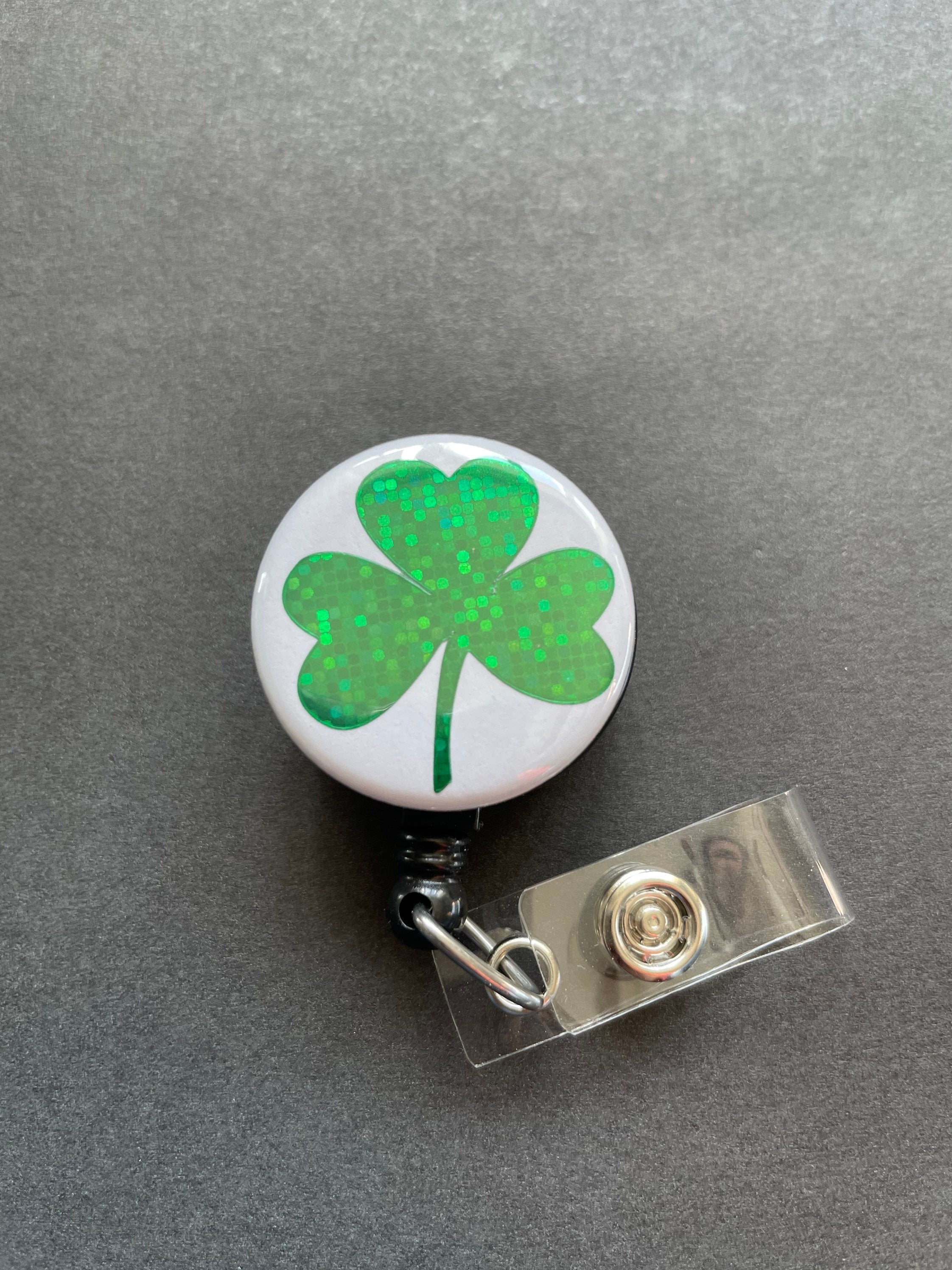 St Patty's Day Retractable ID Badge Holder, Shamrock, Clover, St Patrick's Day