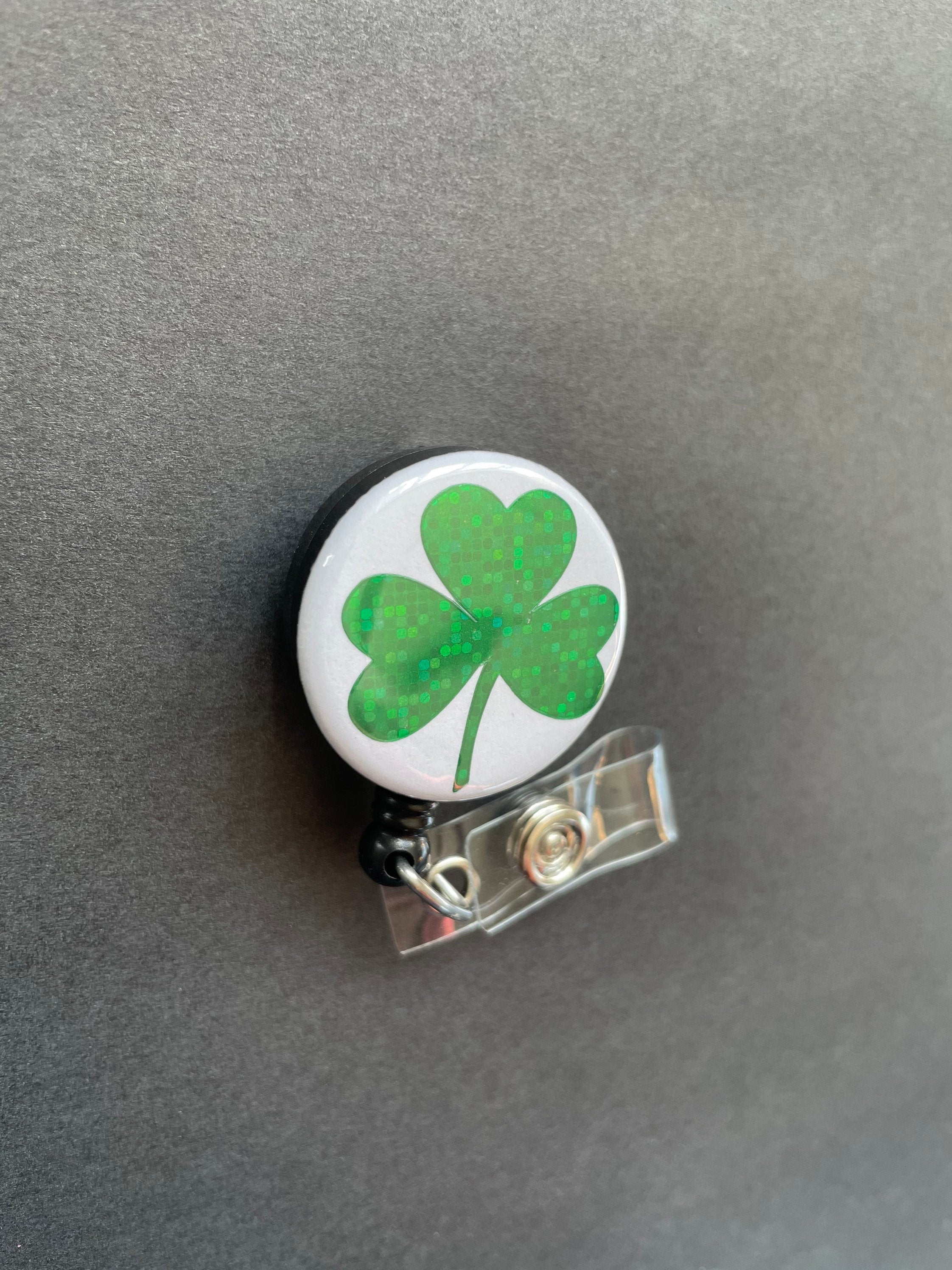 St Patty's Day Retractable ID Badge Holder, Shamrock, Clover, St Patrick's Day