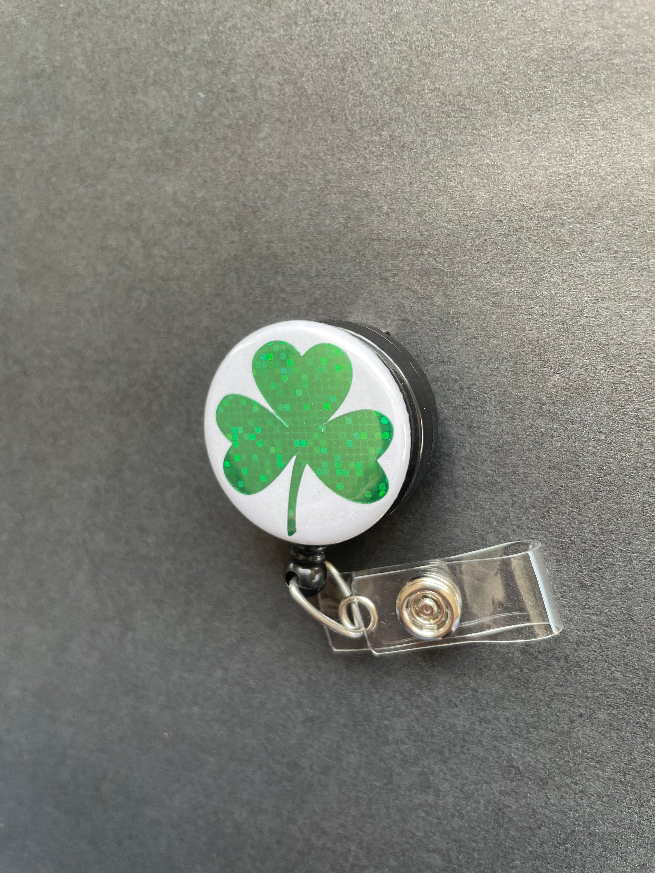 St Patty's Day Retractable ID Badge Holder, Shamrock, Clover, St Patrick's Day