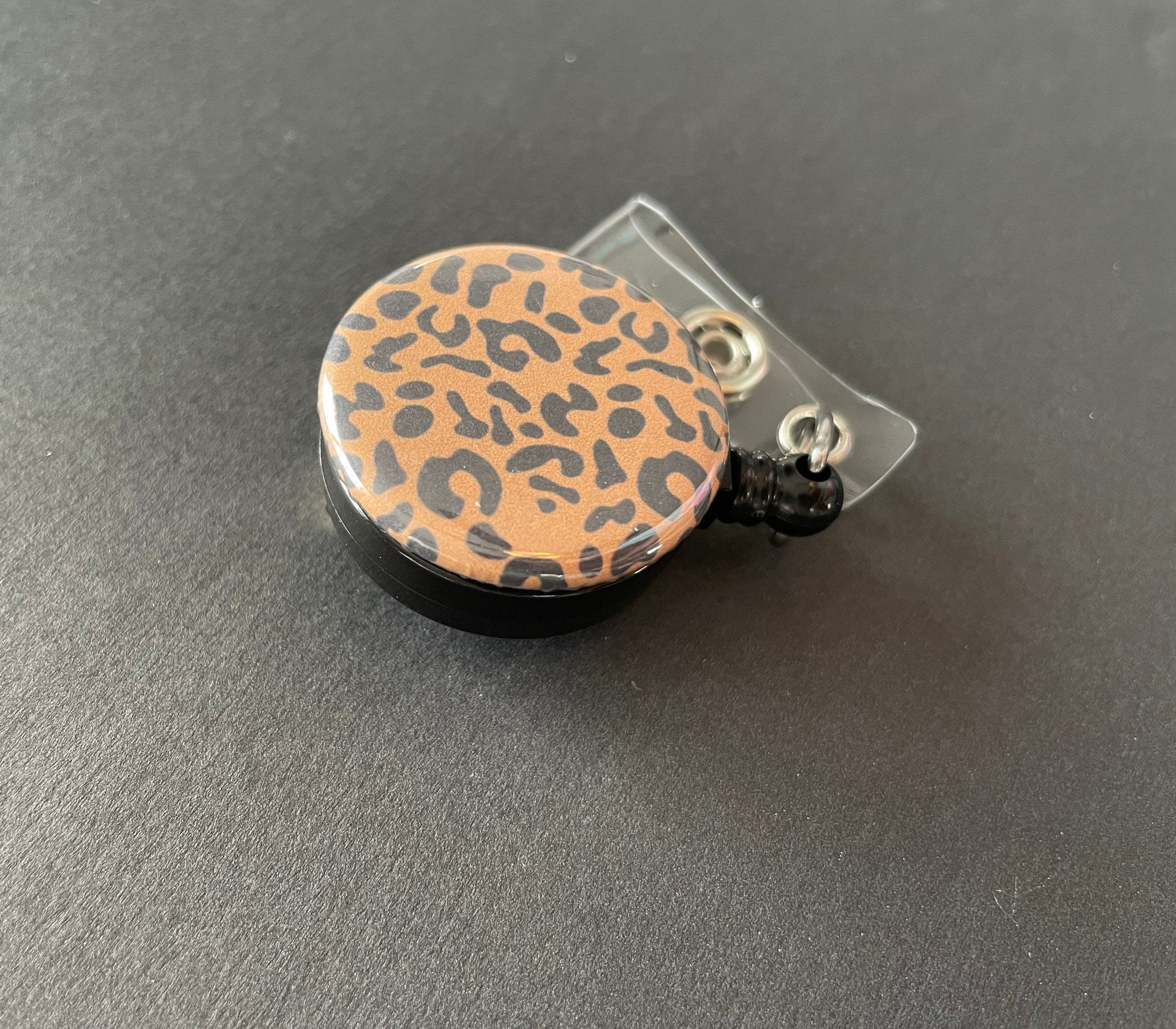 Animal Print Retractable ID Badge Holder, Leopard, Cheetah Print