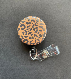 Animal Print Retractable ID Badge Holder, Leopard, Cheetah Print