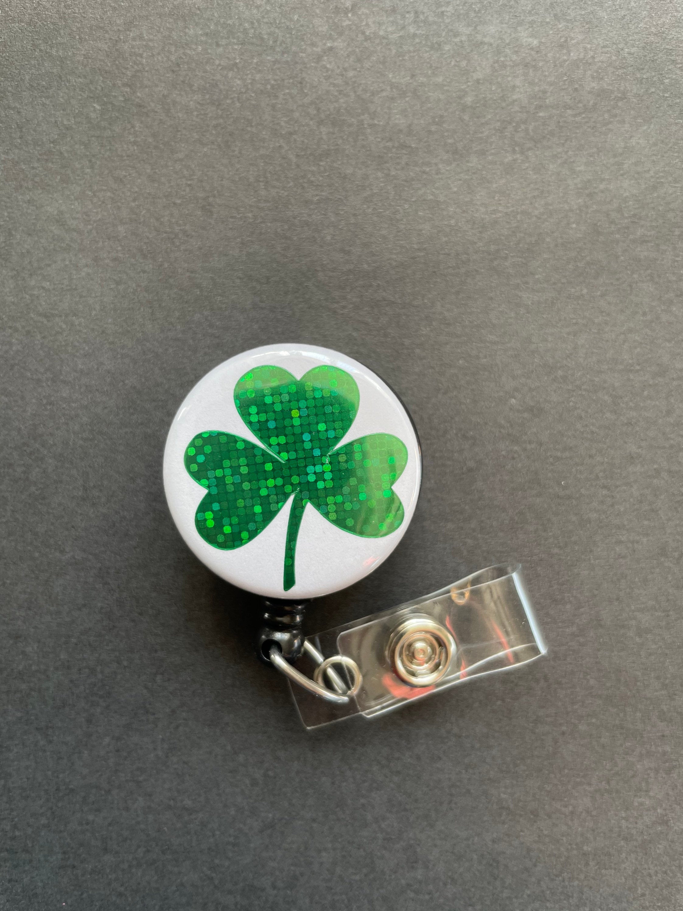 St Patty's Day Retractable ID Badge Holder, Shamrock, Clover, St Patrick's Day