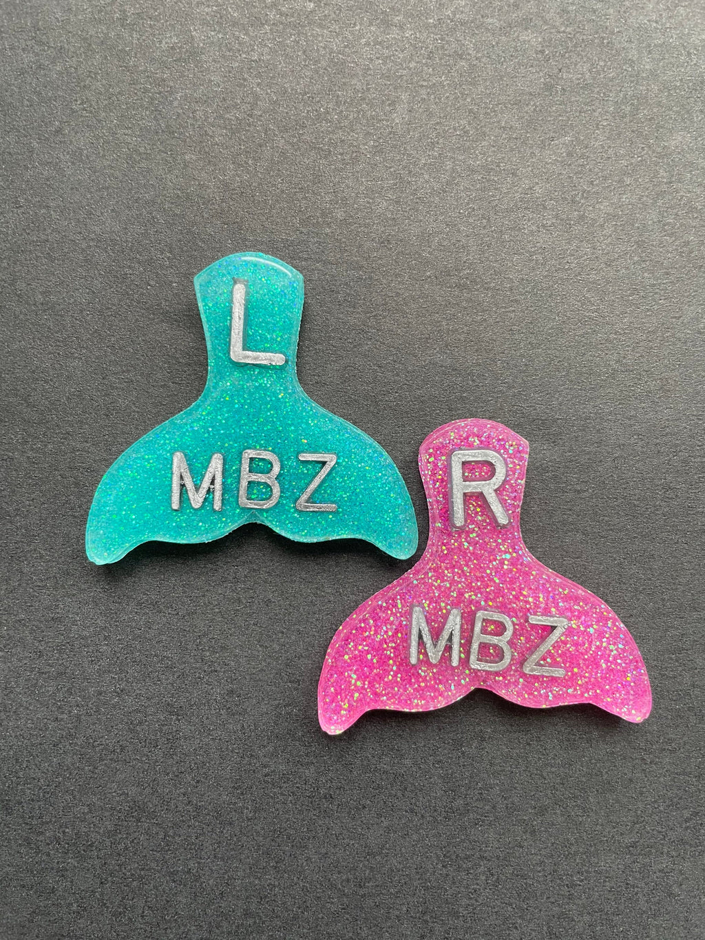 Whale Tail, Mermaid Tail, Xray Markers, With Initials, Glitter