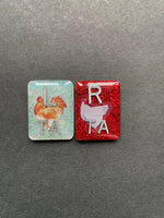 Chicken Xray Markers, Rectangle, Glitter, With 2 or 3 Initials, Brown & White, Farm