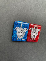 Pit Bull Sugar Skull Xray Markers, With 2 or 3 Initials, Rectangle, Glitter, Pitbull