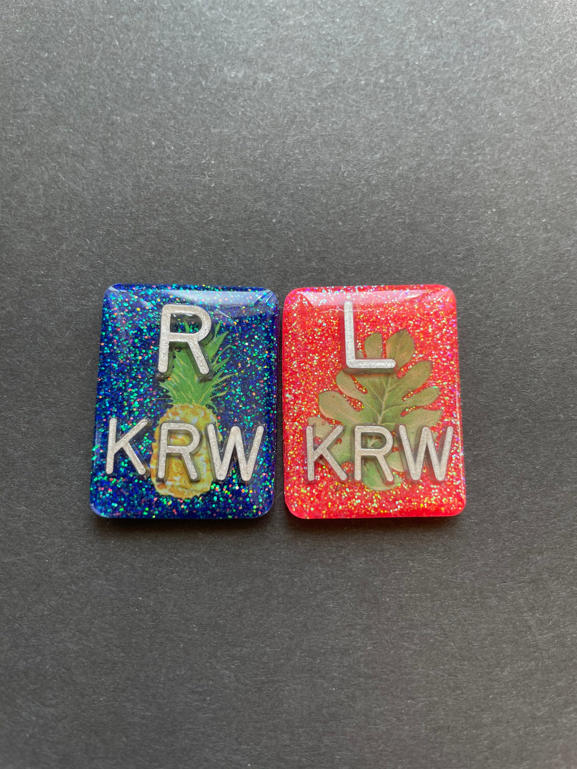 Pineapple & Palm Leaf Xray Markers, With 2 or 3 Initials, Rectangle, Glitter, Summer Vibes