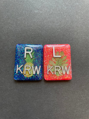 Pineapple & Palm Leaf Xray Markers, With 2 or 3 Initials, Rectangle, Glitter, Summer Vibes