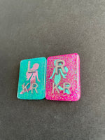 Mermaid Xray Markers, With 2 or 3 Initials, Rectangle, Glitter, Pink & Blue