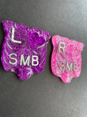 Rib Cage Xray Markers, Ribcage, Glitter, With 2 or 3 Initials, Heart, Bones, Thorax