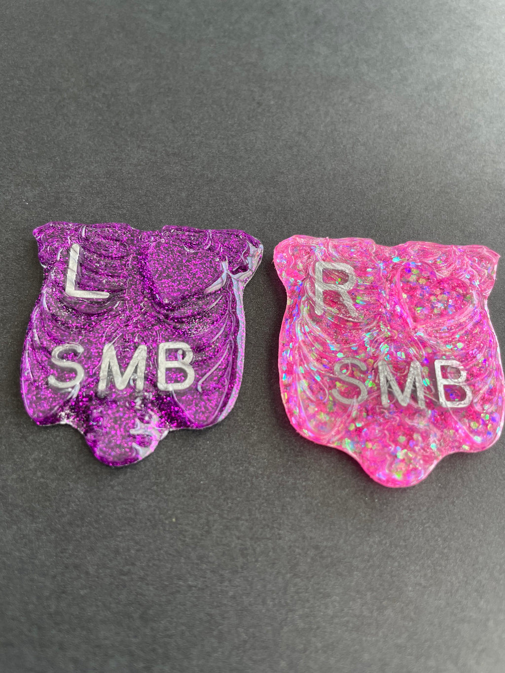 Rib Cage Xray Markers, Ribcage, Glitter, With 2 or 3 Initials, Heart, Bones, Thorax