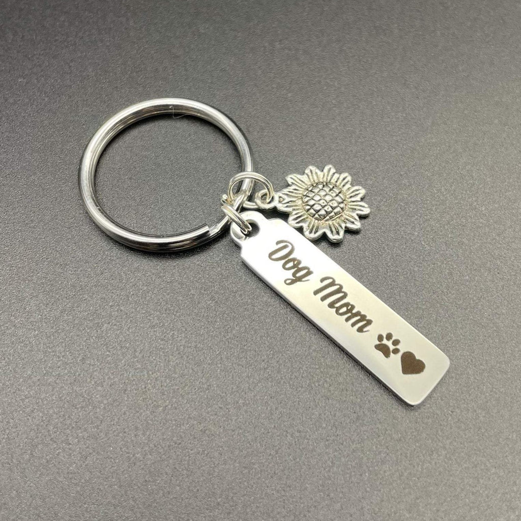 Dog Mom Gift, Mothers Day Gift, Keychain, Puppy, Love, Rescue Mom, Sunflower, Paw Print