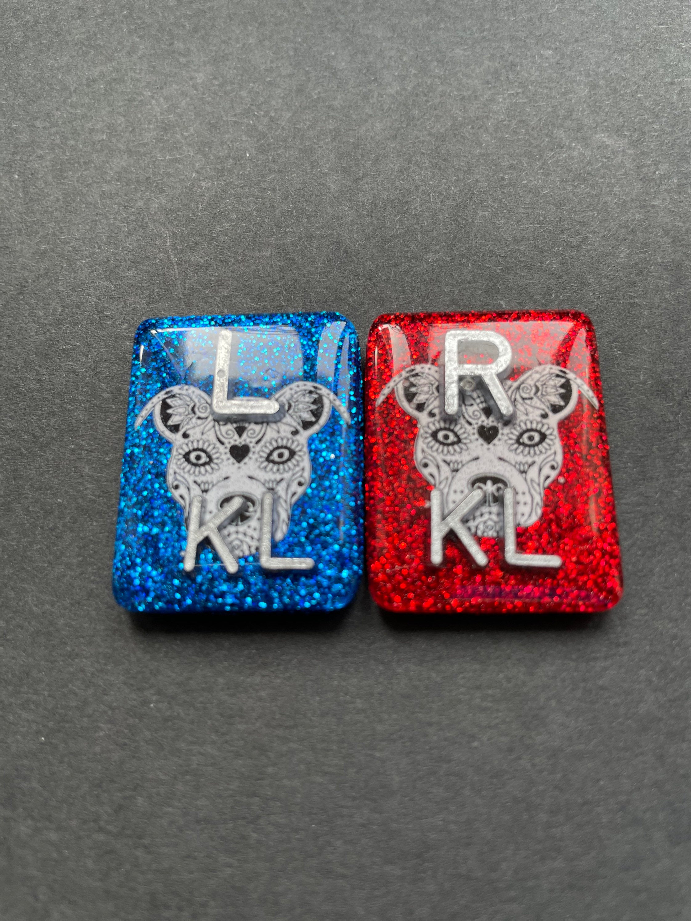 Pit Bull Sugar Skull Xray Markers, With 2 or 3 Initials, Rectangle, Glitter, Pitbull