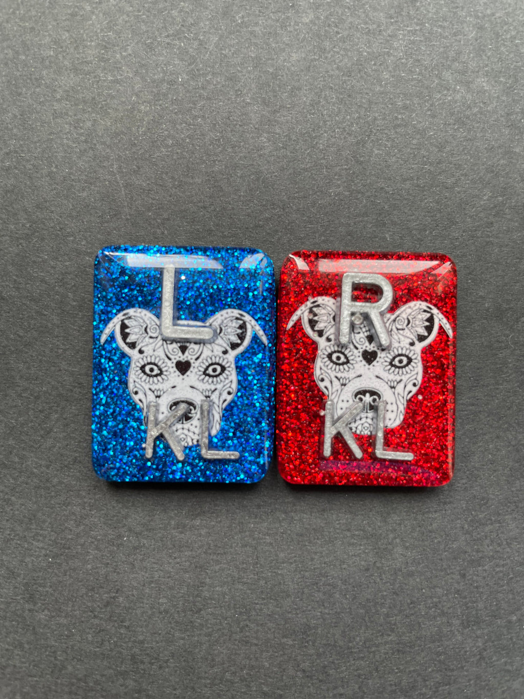 Pit Bull Sugar Skull Xray Markers, With 2 or 3 Initials, Rectangle, Glitter, Pitbull
