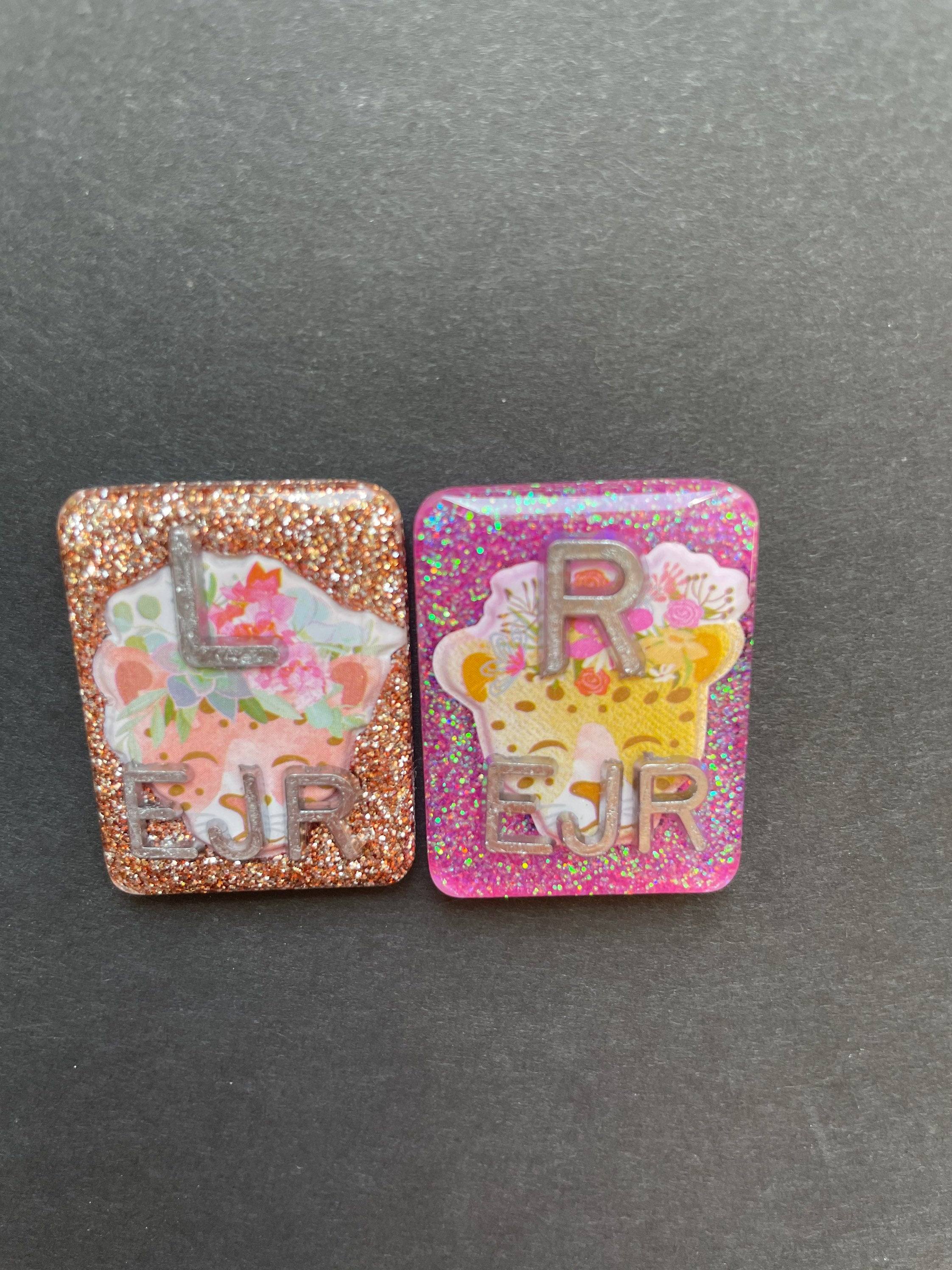 Cheetah / Leopard Xray Markers, With 2 or 3 Initials, Glitter, Rectangle, Animal Print, Floral