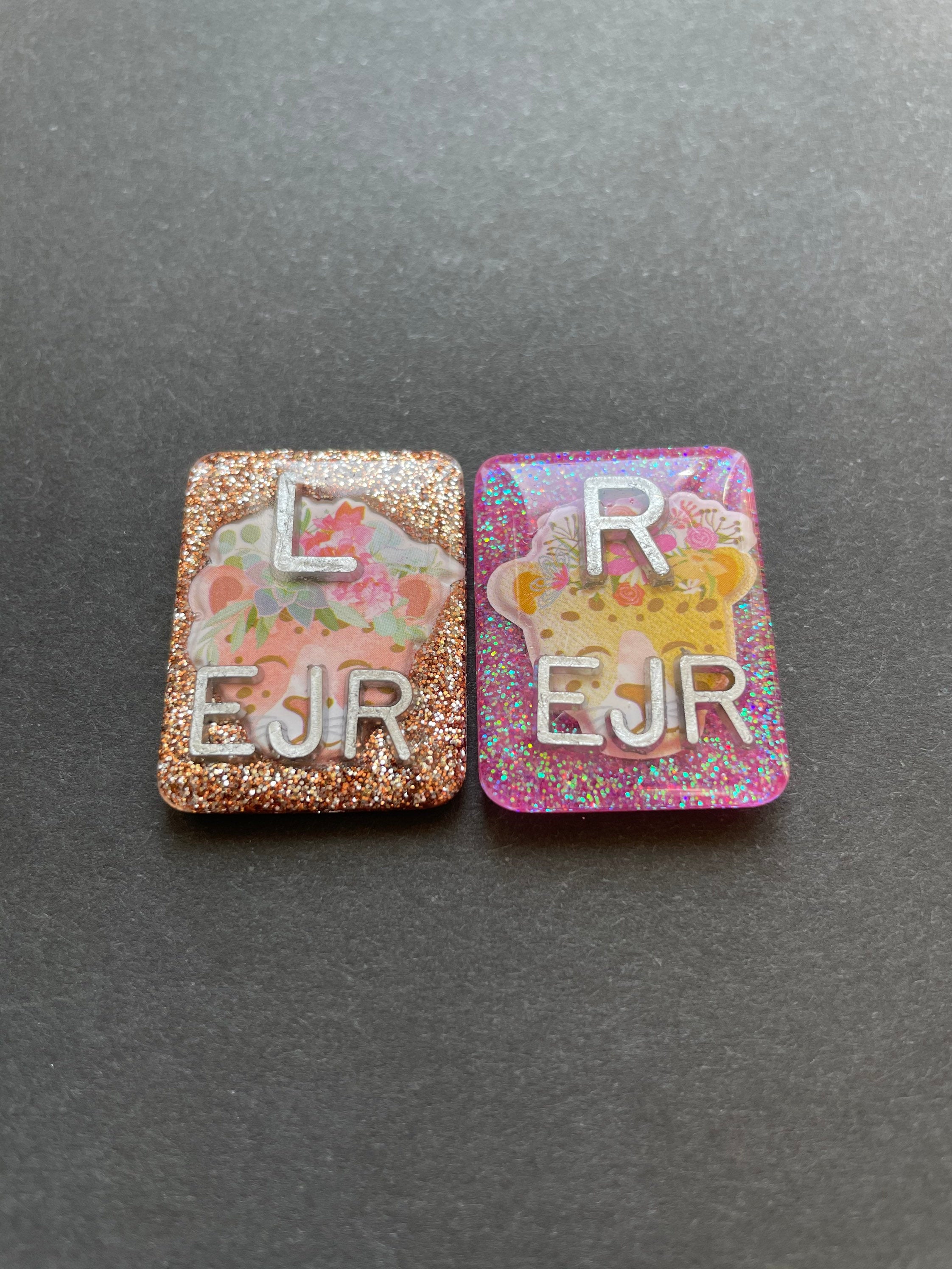 Cheetah / Leopard Xray Markers, With 2 or 3 Initials, Glitter, Rectangle, Animal Print, Floral