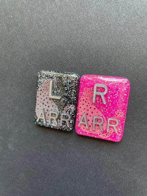 Pink Leopard Xray Markers, With 2 or 3 Initials, Glitter, Rectangle, Animal Print, Cheetah