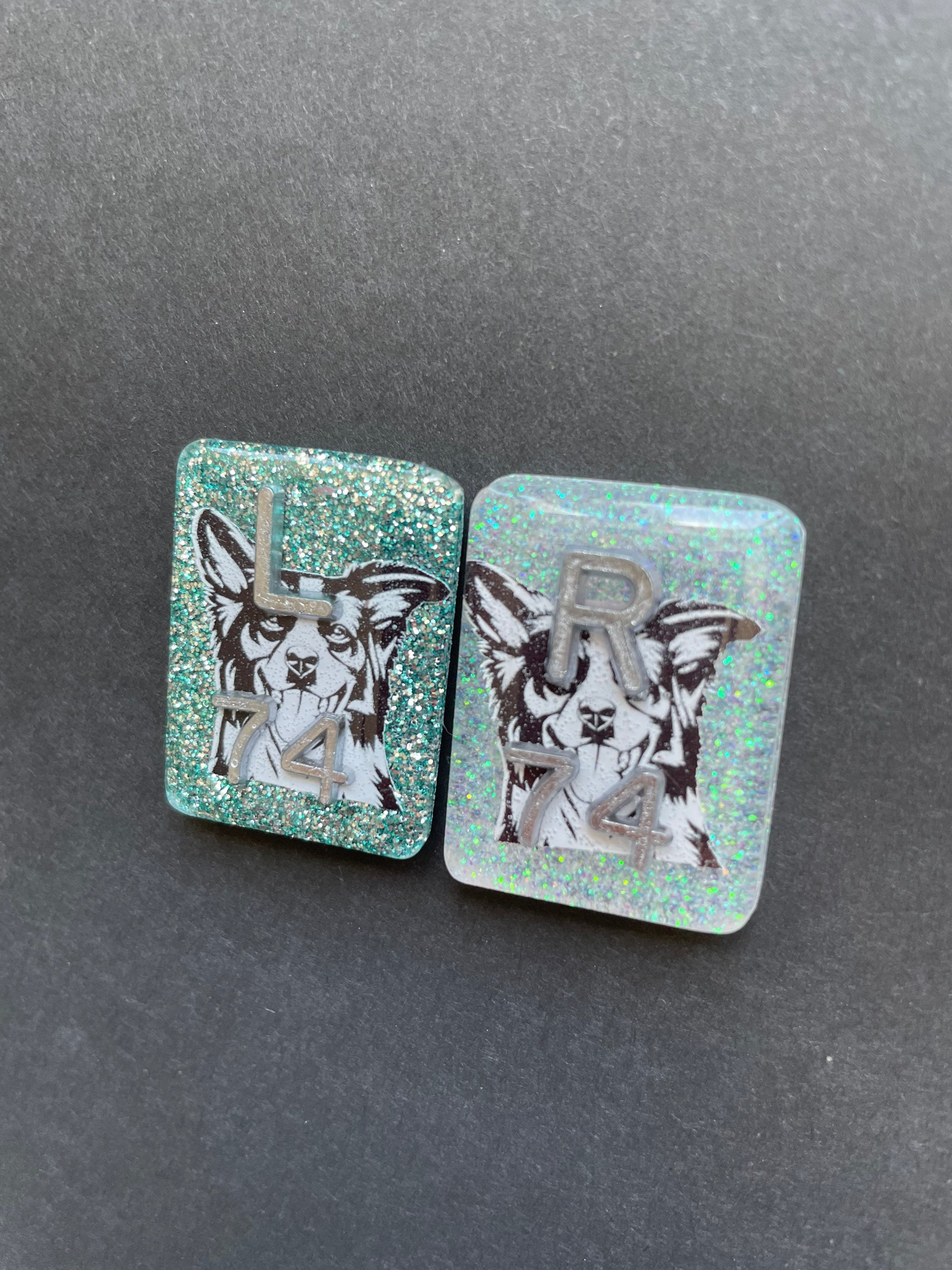 Border Collie Xray Markers, With 2 or 3 Initials, Rectangle, Glitter, Dog