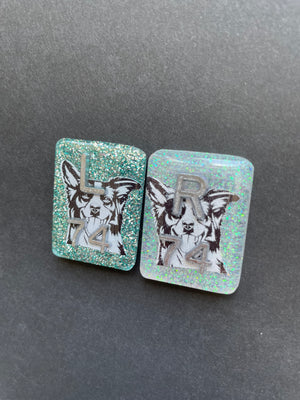 Border Collie Xray Markers, With 2 or 3 Initials, Rectangle, Glitter, Dog