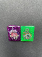 Floral Xray Markers, With 2 or 3 Initials, Large Rectangle, Glitter, Flowers, Poppies, Feminine