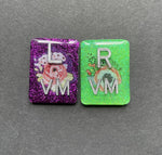 Floral Xray Markers, With 2 or 3 Initials, Large Rectangle, Glitter, Flowers, Poppies, Feminine