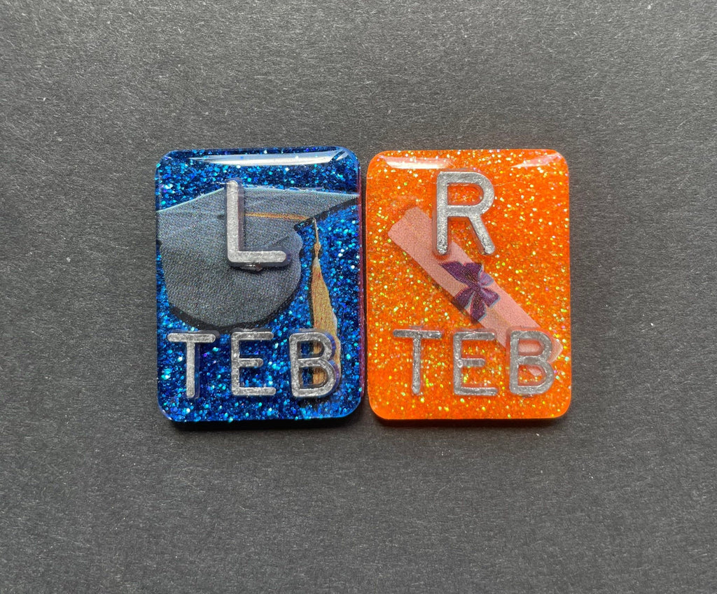 Graduation Xray Markers, With 2 or 3 Initials, Rectangle, Glitter, Cap and Diploma