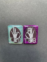 Skeleton Hand Xray Markers, Rectangle, Glitter, With 2 or 3 Initials, Bones