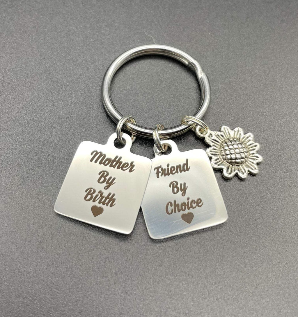 Mother By Birth, Friend By Choice Keychain, Mothers Day Gift, From Daughter, Butterfly, Sunflower
