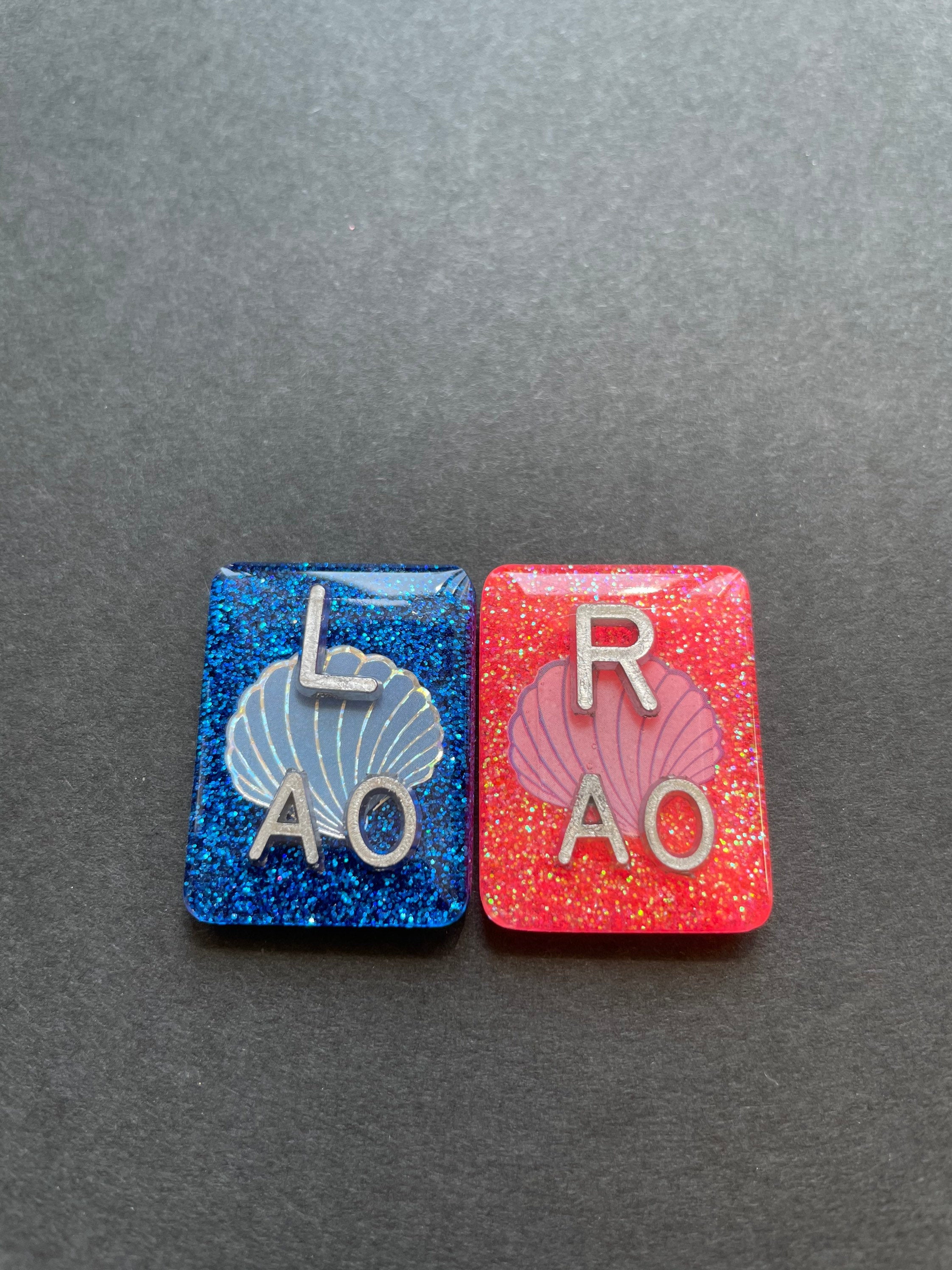 Oyster Shell Xray Markers, With 2 or 3 Initials, Rectangle, Glitter, Sea Shell, Pearl, Holographic