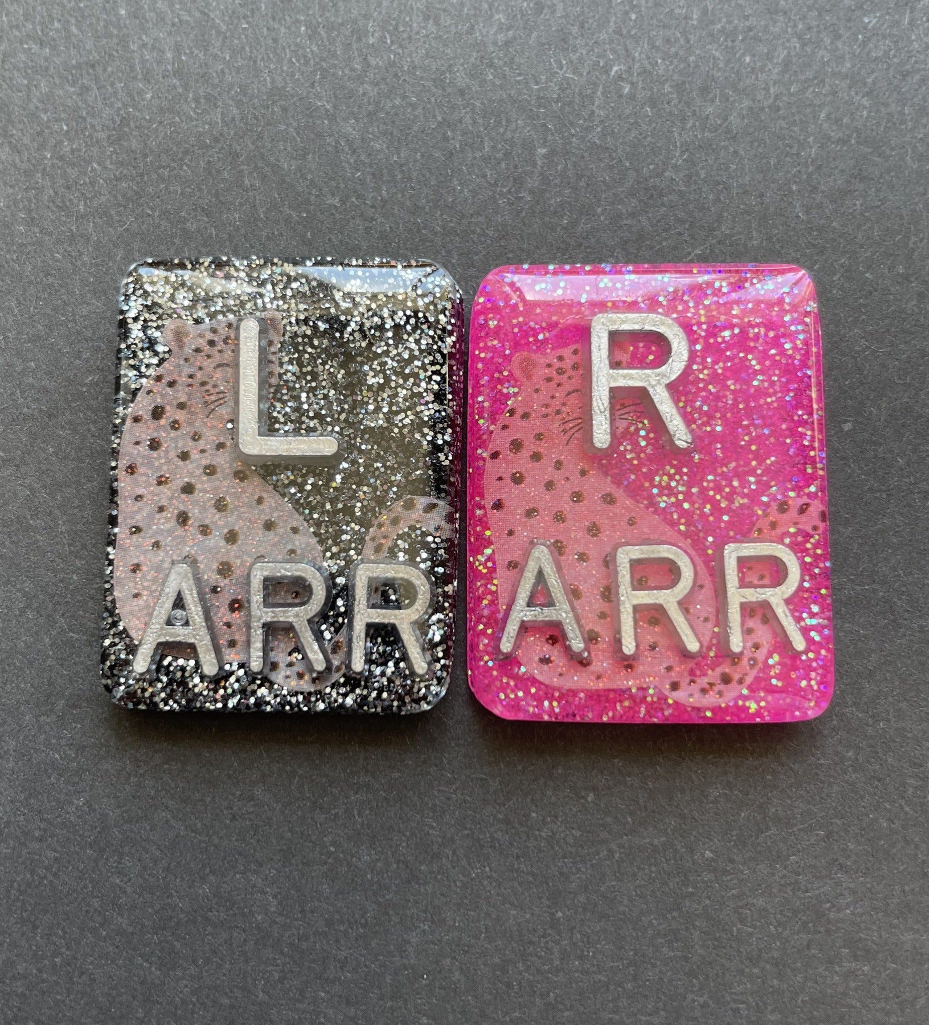 Pink Leopard Xray Markers, With 2 or 3 Initials, Glitter, Rectangle, Animal Print, Cheetah