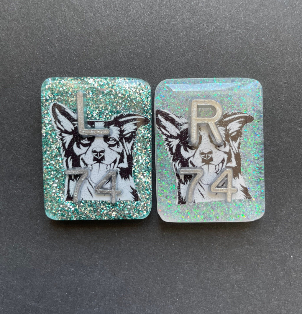 Border Collie Xray Markers, With 2 or 3 Initials, Rectangle, Glitter, Dog