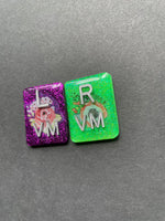 Floral Xray Markers, With 2 or 3 Initials, Large Rectangle, Glitter, Flowers, Poppies, Feminine