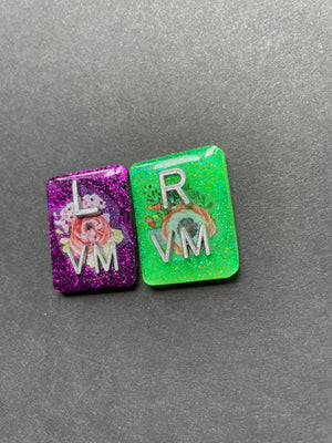 Floral Xray Markers, With 2 or 3 Initials, Large Rectangle, Glitter, Flowers, Poppies, Feminine