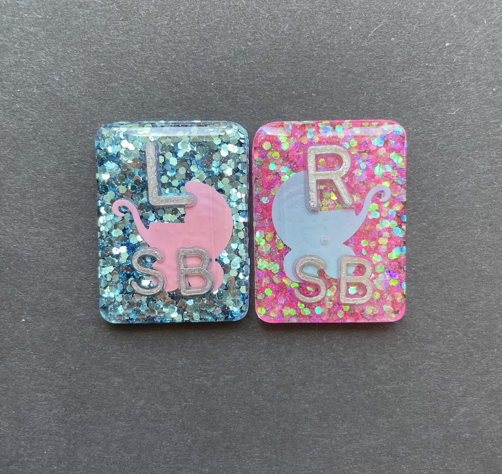 Baby Stroller Xray Markers, With 2 or 3 Initials, Large Rectangle, Glitter, Newborn, Pediatrics, Peds, Baby Boy, Baby Girl