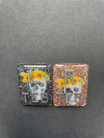 Skull and Sunflower Xray Markers, With 2 or 3 Initials, Rectangle, Glitter