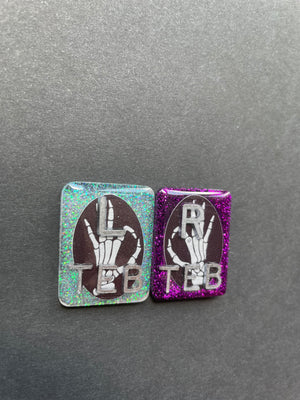 Skeleton Hand Xray Markers, Rectangle, Glitter, With 2 or 3 Initials, Bones