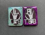 Skeleton Hand Xray Markers, Rectangle, Glitter, With 2 or 3 Initials, Bones