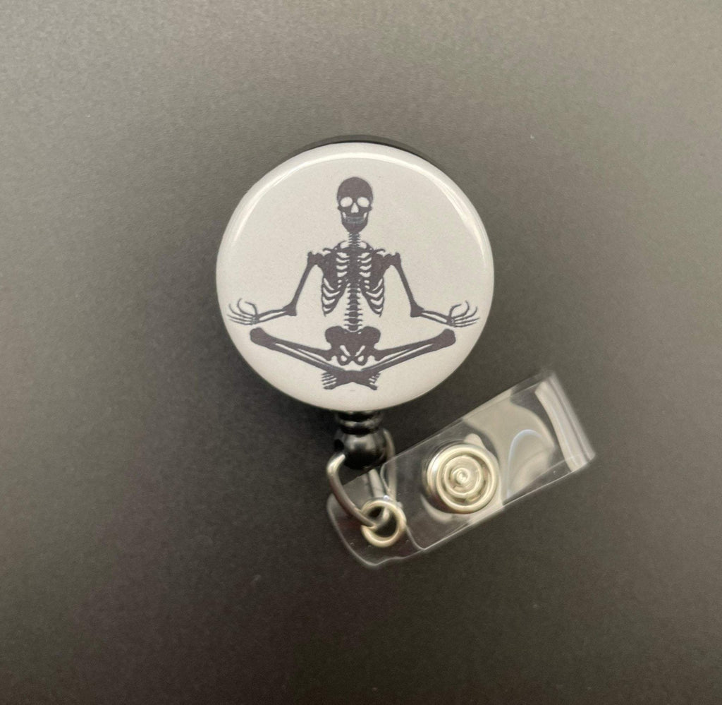 Yoga Skeleton, Badge Holder, Retractable ID Badge Reel, Mediate, Meditation, Yogi