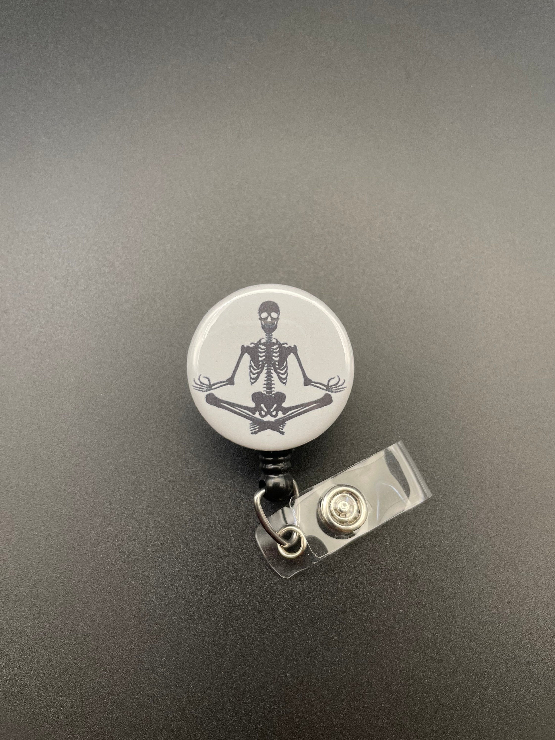 Yoga Skeleton, Badge Holder, Retractable ID Badge Reel, Mediate, Meditation, Yogi