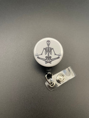 Yoga Skeleton, Badge Holder, Retractable ID Badge Reel, Mediate, Meditation, Yogi