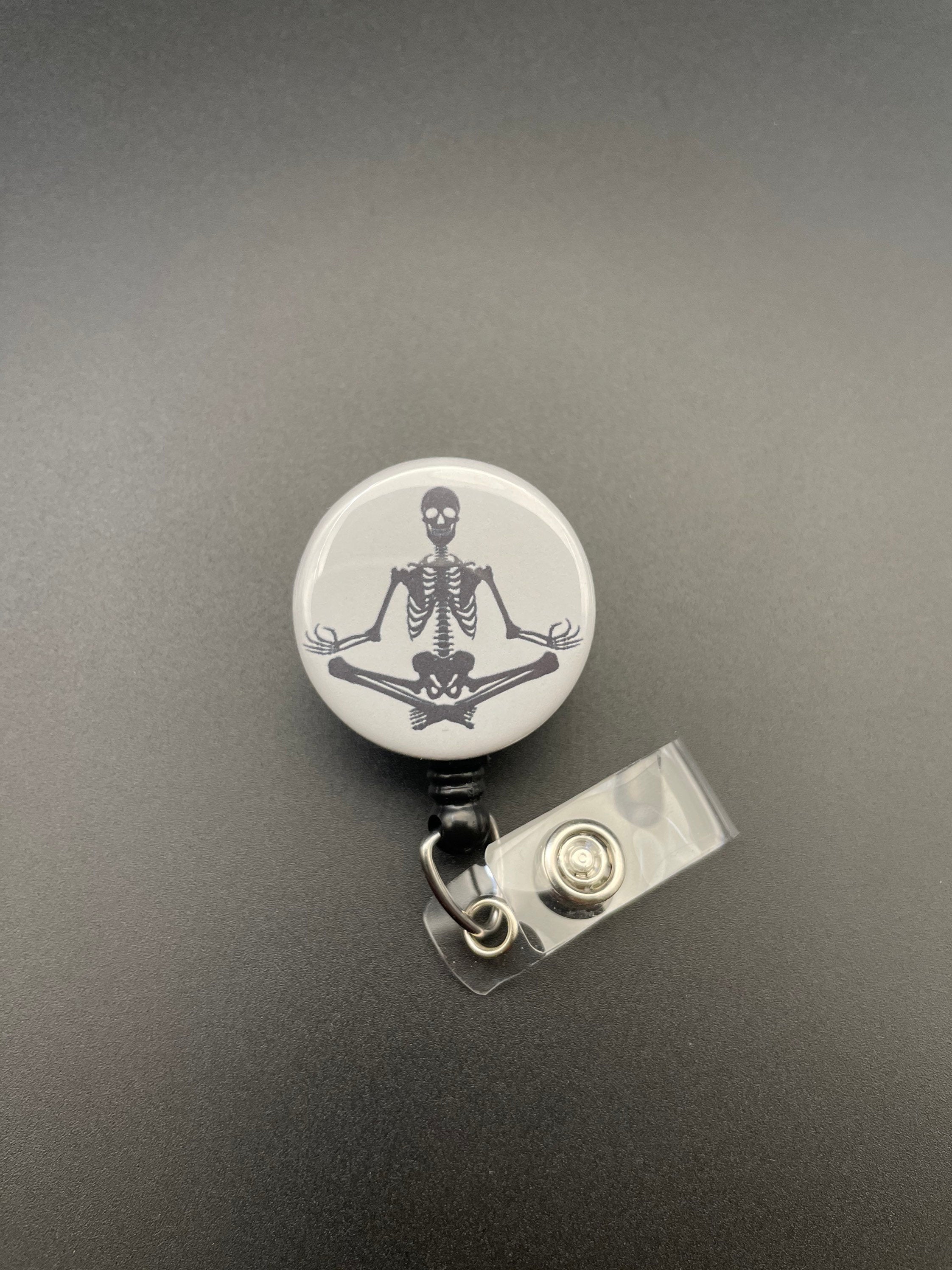 Yoga Skeleton, Badge Holder, Retractable ID Badge Reel, Mediate, Meditation, Yogi